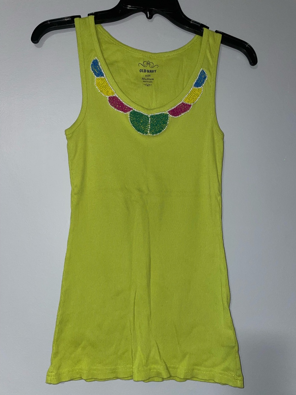 🍋🟩Old Navy Lime Green Beaded-Neck Tank Top